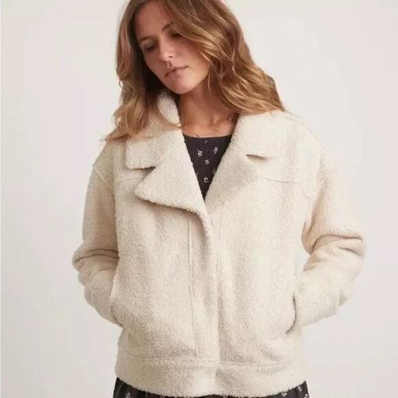 Marine Layer Quebec Sherpa Jacket Cozy Snap Button Antique White Cream NWT XL - Picture 1 of 9
